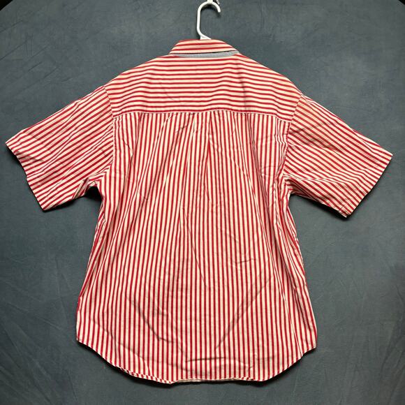 Vintage 90s Bugle Boy Shirt Train Conductor Stripes Logo Embroidered Grunge Y2K - Picture 2 of 11